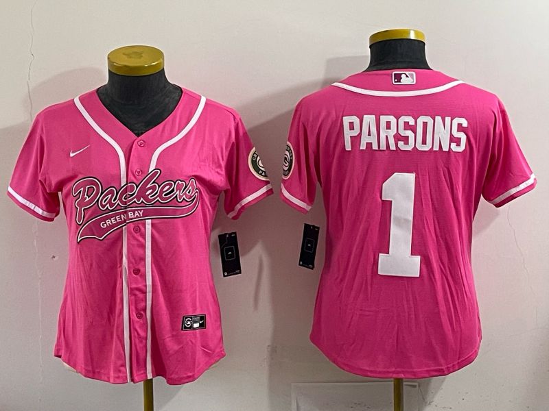 Youth 2025 Green Bay Packers #1 Parsons Pink Nike Limited NFL Jersey style 004->youth nfl jersey->Youth Jersey